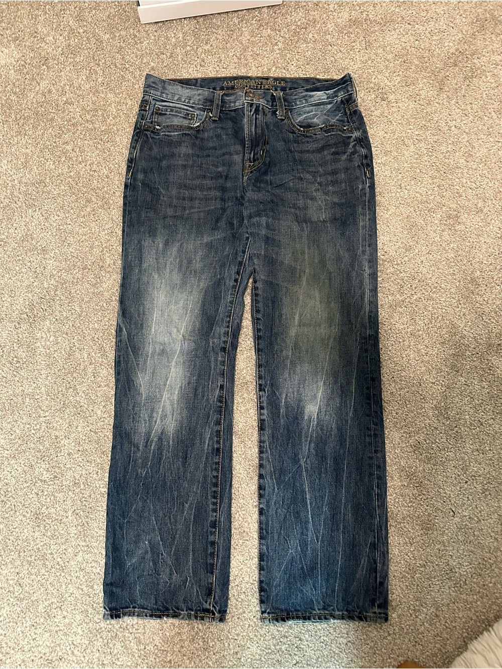 American Eagle Outfitters Men's Dark Blue Straight Jeans